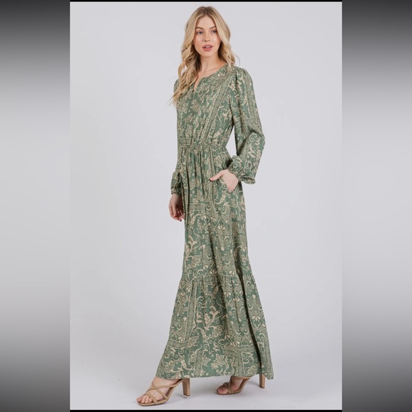 ShopEvelynne Green Paisley Maxi Dress, NWOT - Picture 3 of 6